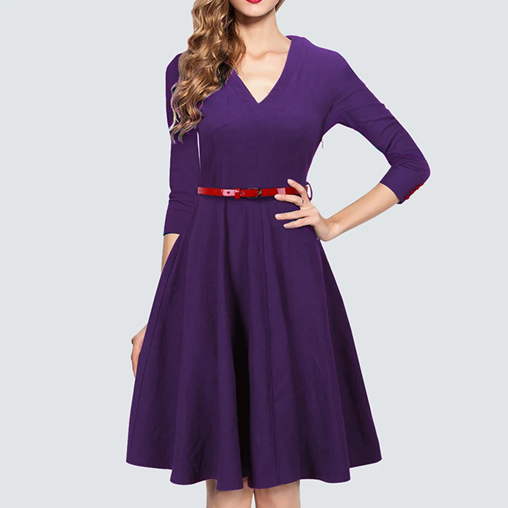 Женское платье с V образным вырезом Однотонное голубое элегантное бальное