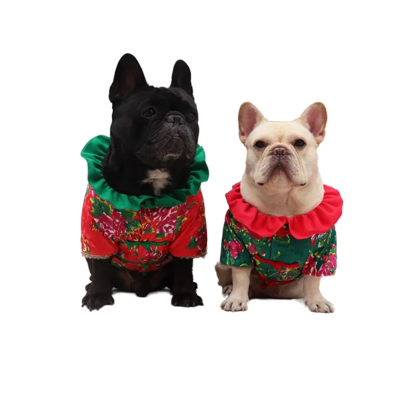 

Китайская Новогодняя одежда для собак, праздничная одежда для собаки на весну, костюм Тан, Бишон, пудель, шнауцер, мопс, костюм Французского ...