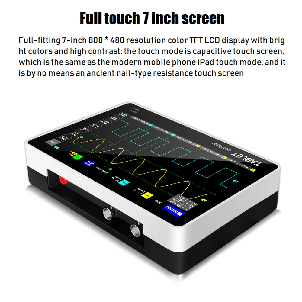1013D 2 Channels 100MHz*2 Band Width 1GSa/s Sampling Rate Oscilloscope with 7 Inch Color TFT High Definition LCD Touching Screen |