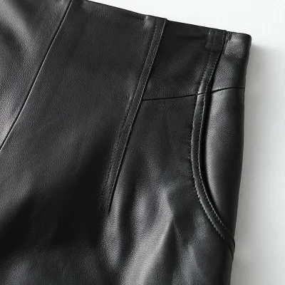 

2020 Women Spring Genuine Real Sheep Leather Shorts H64