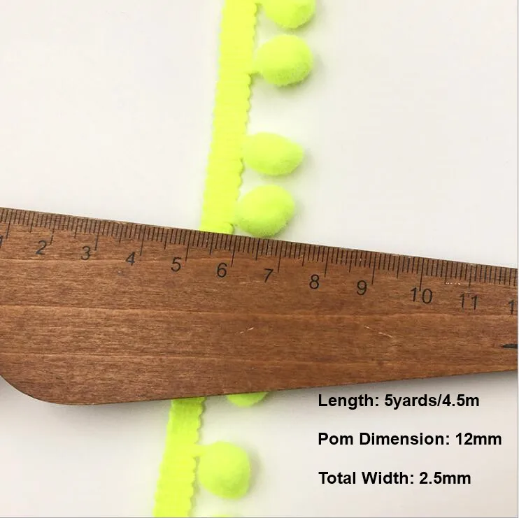 5 Ярд пятнистая лента красочное кружево с помпонами отделка шар бахрома Вязание
