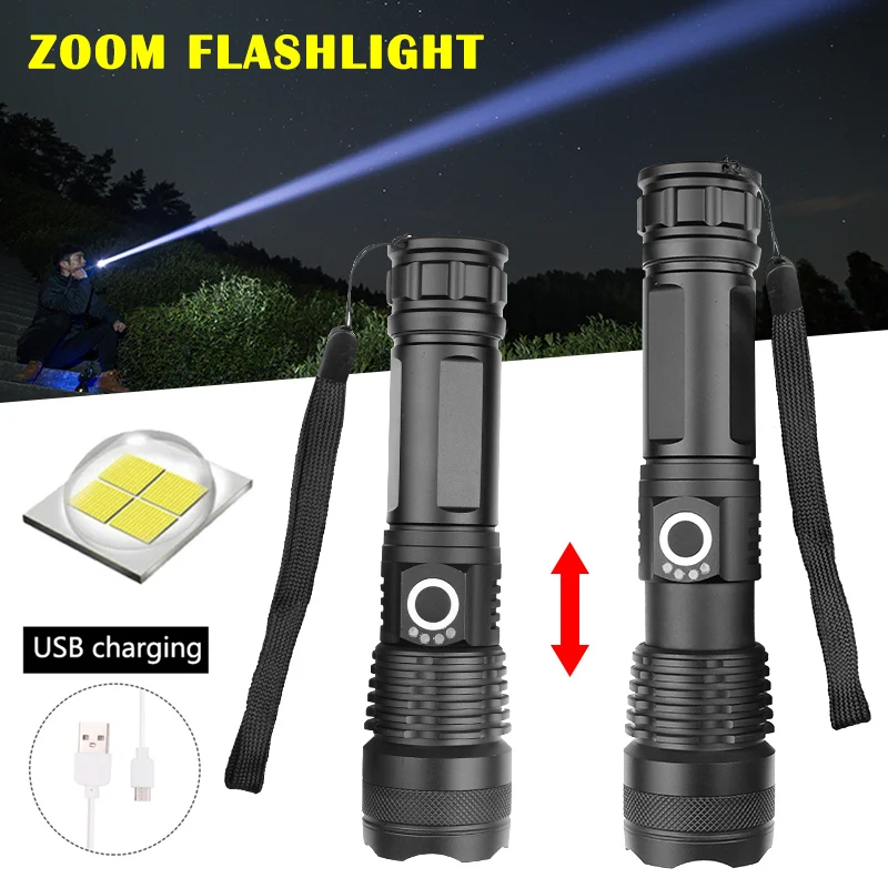 

Hot XHP50 Powerful LED Flashlight USB Zoom Torch XHP50 Aluminum Alloy Flashlight BJStore