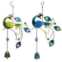 metal wind chime for window pea cock glass painted hanging ornament home garden balcony decoration