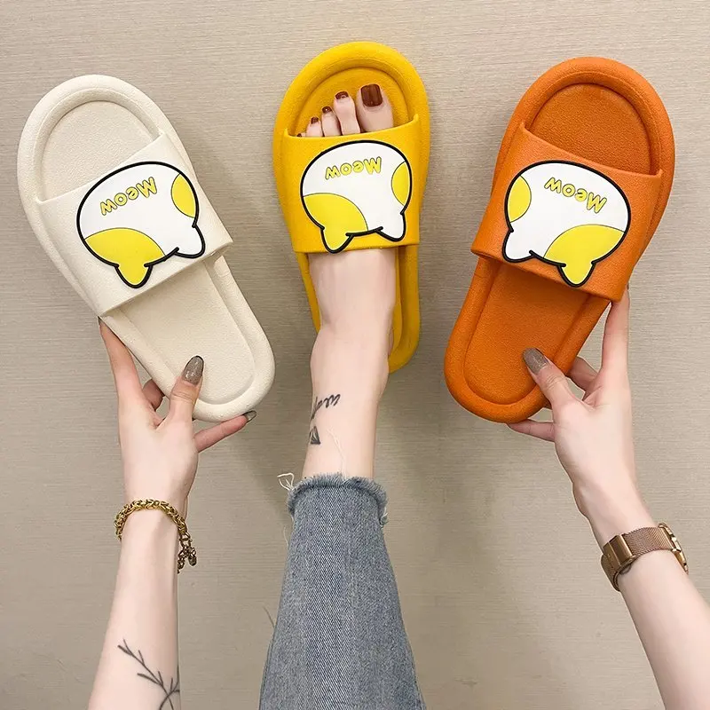 

Summer Women's Slippers Casual Simple Vamp Animal Applique Decoration Cute Open-toed Fashion Home Women's Slippers 2021