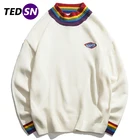 Дизайнерская трикотажная одежда TEDSN, повседневный трикотажный свитер с радужным воротником в стиле ретро, свитер в стиле Харадзюку, пуловеры, уличная одежда