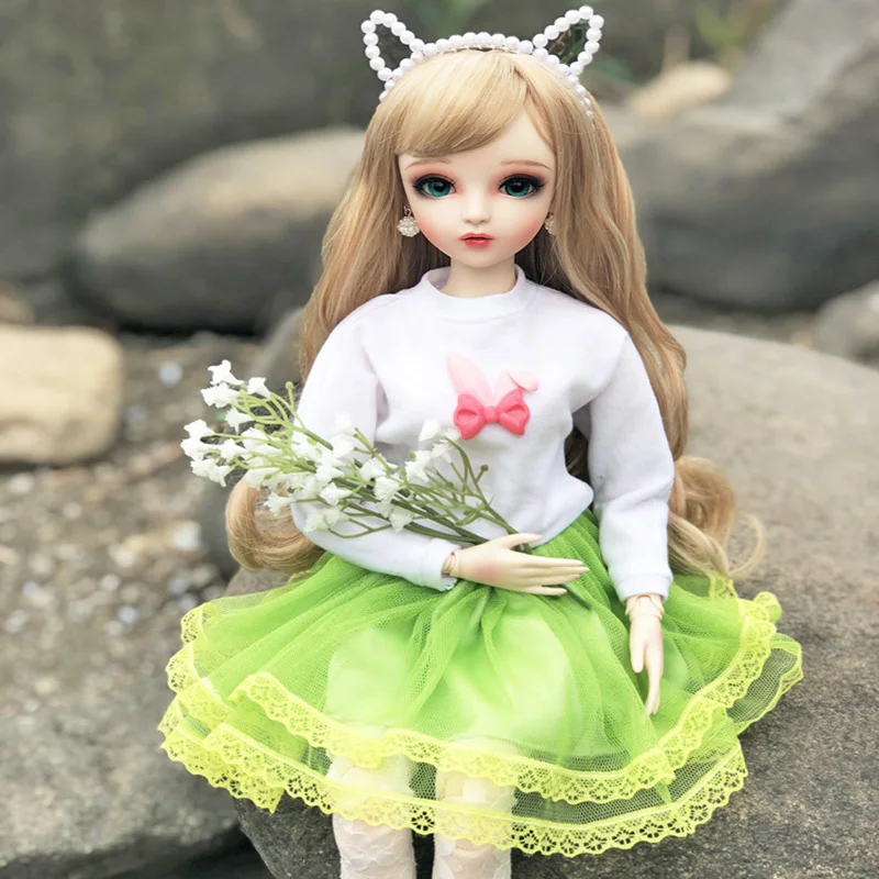 BJD 1/3, детские куклы для девочек, красивые зеленые глаза, ручная работа, красивые игрушки, силиконовая кукла-Реборн, Рождественский подарок с макияжным лицом