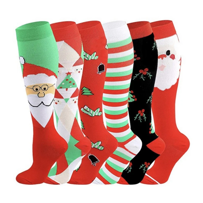 

Unisex Christmas Long Socks Casual Compression Socks Stretch Outdoor Funny Elastic Calf Long Socks Outdoor Sport Socks