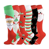 unisex christmas long socks casual compression socks stretch outdoor funny elastic calf long socks outdoor sport socks