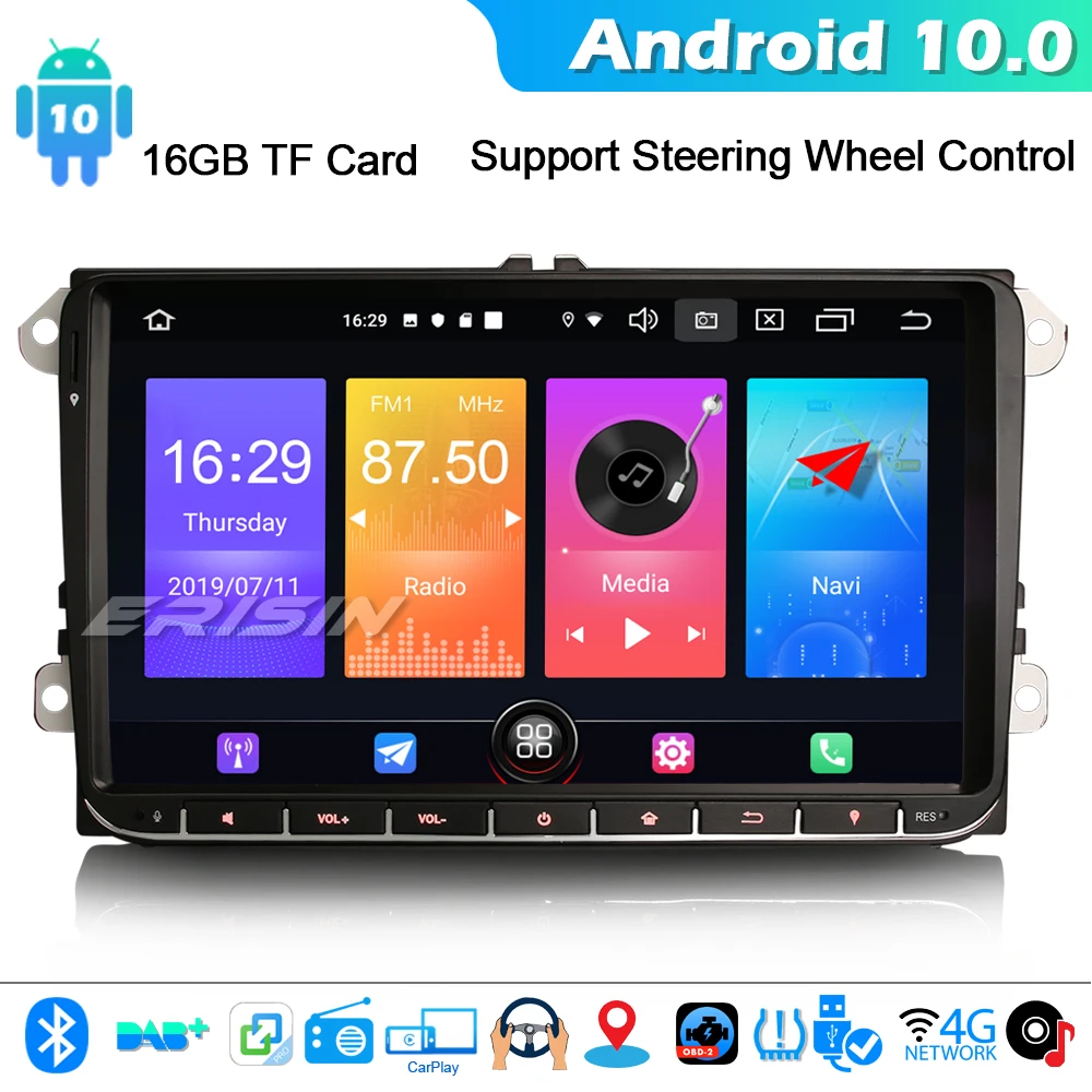 ERISIN 2728 9 &quotAndroid 10 0 Автомагнитола для VW Passat Golf 5/6 Tiguan Jetta Caddy DAB + GPS WIFI 4G Bluetooth DVB