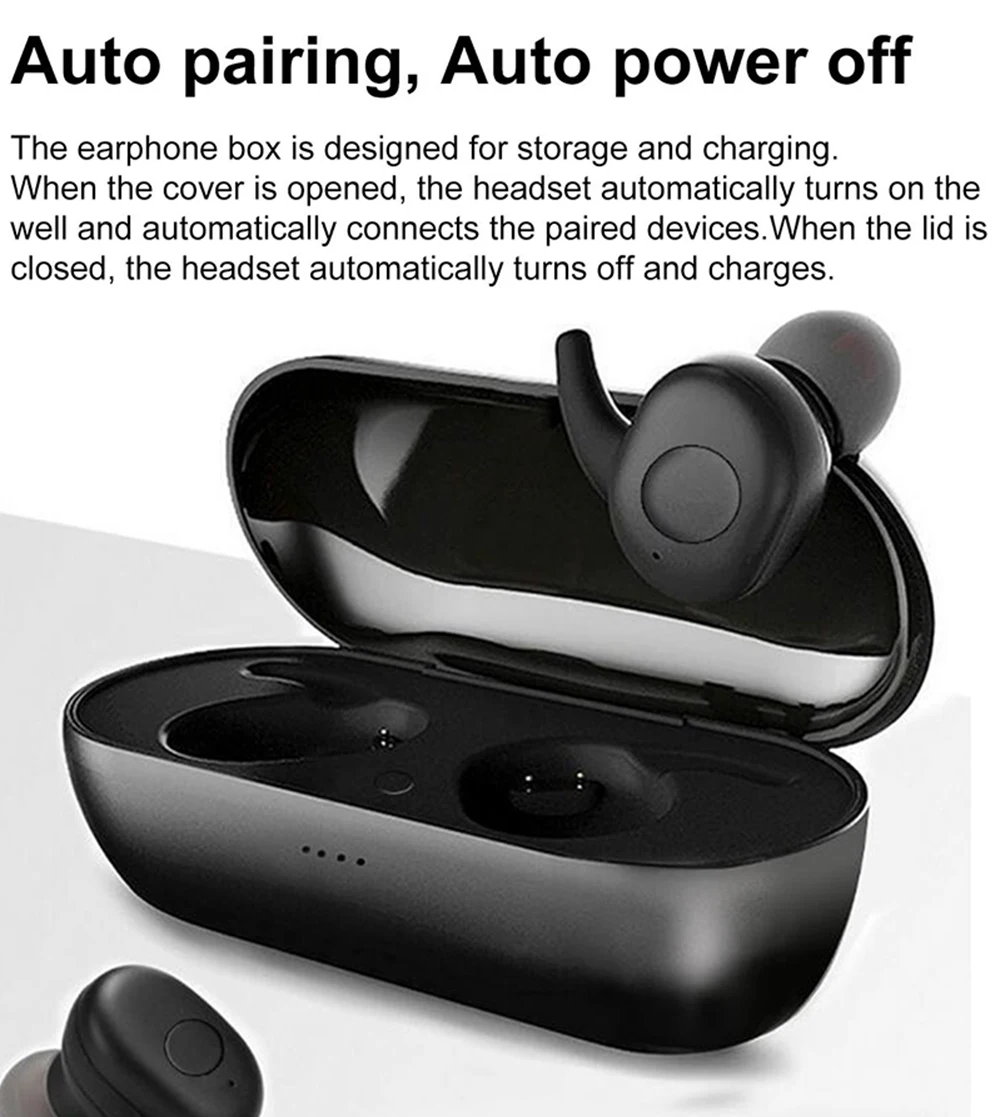 TWS Беспроводная Спортивная гарнитура водонепроницаемый стерео звук Bluetooth наушники с зарядным устройством для телефона