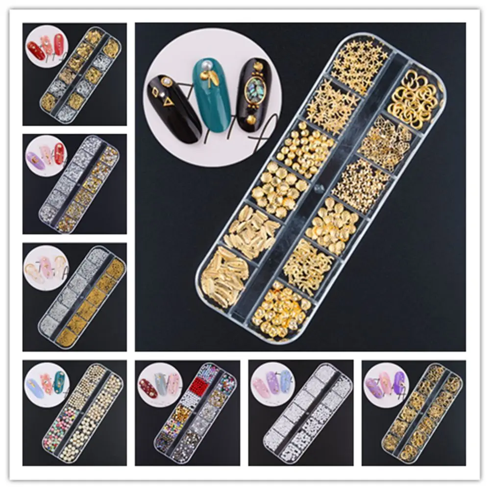 

Beauty Mixed Style Metallic Decor Gold Moon Star Glitter Manicure DIY Beads Nail Art Decoration Rivet Studs Mix Metal