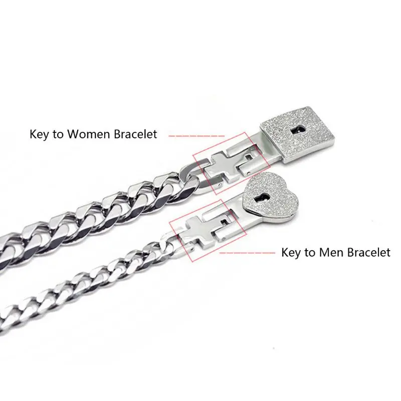 

2Pcs Stainless Steel Lover Heart Love Lock Key Bracelet Kit Couple