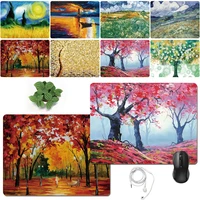 mouse pad game gamer mouse pad pu leather print pattern laptop computer mat home office waterproof mice pad