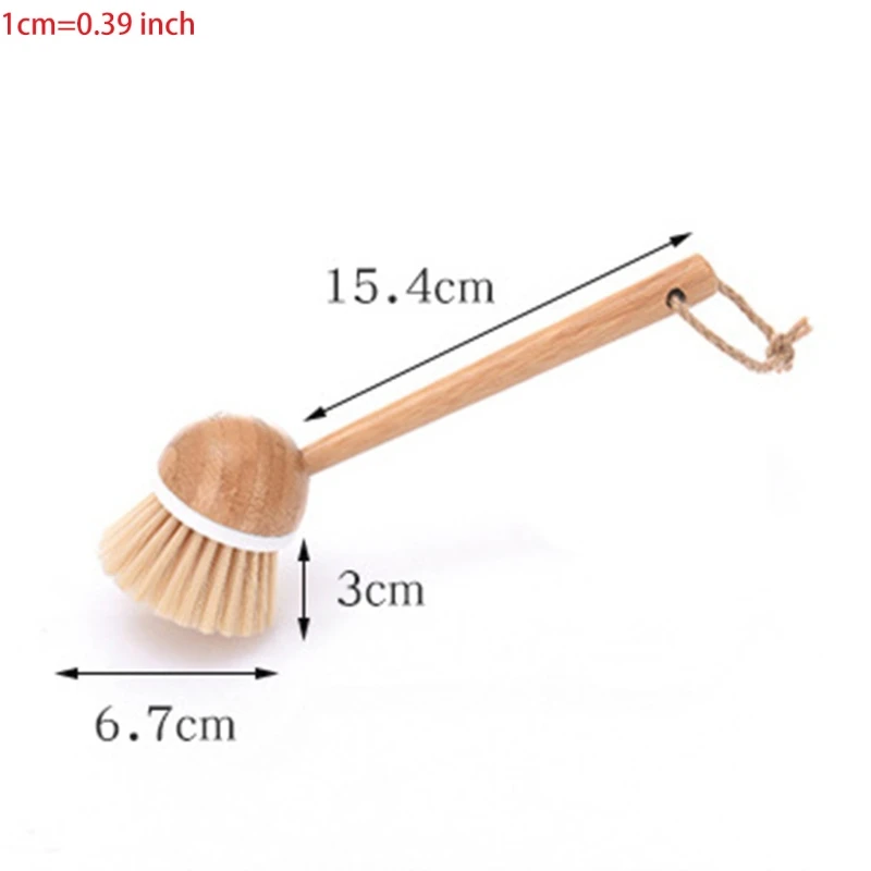 

Kitchen Wooden Cleaning Brush with Long Handle Pan Pot Dish Bowl Scrubber Tools
