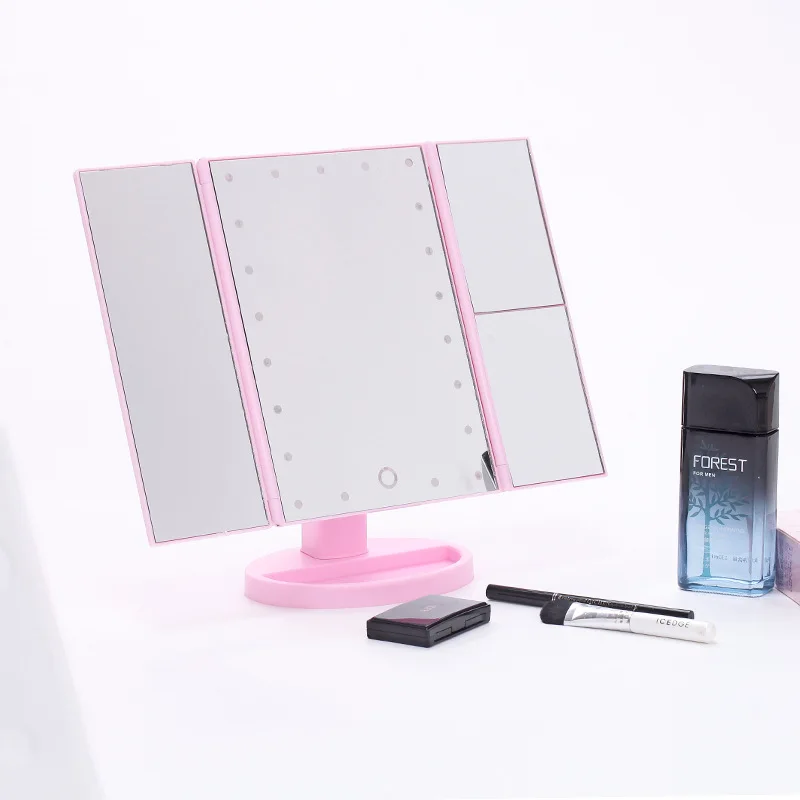 

LED Makeup Magnifying Glass 2X3X Desktop Touch Foldable Folding Beauty Mirror Makeup Light with Light USB Dimming Light Mirror