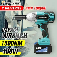 1500n m 488vf high torque brushless electric impact wrench 12 inch socket cordless wrench power tools with 22800amh li battery