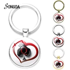 Покер пик Q брелок в виде сердца творческий запонки серебренные конструкции Цвет покерный Кулон Корона стекло кабошон брелок для ключей в стиле унисекс Лаки ювелирные изделия