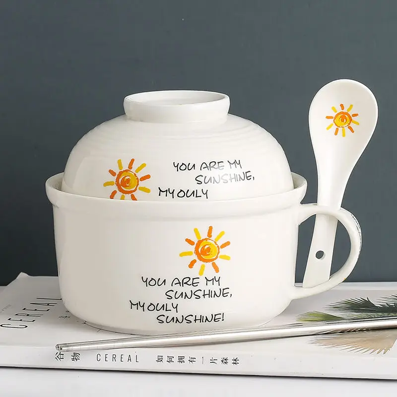 Керамическая миска для лапши в мультяшном стиле креативная Студенческая набор