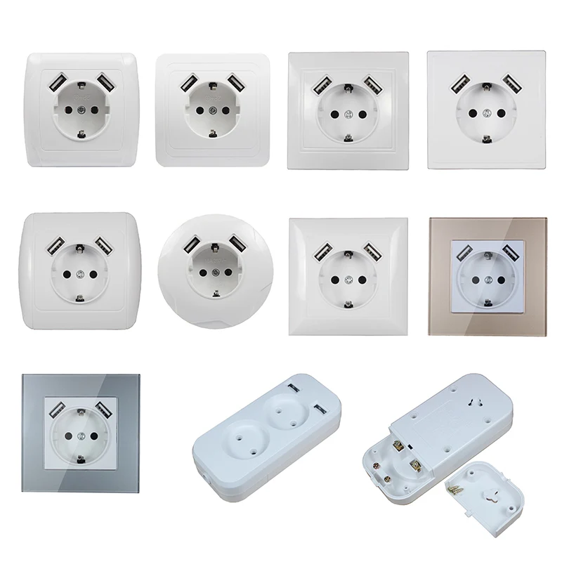2020 USB Wall Socket charger Free shipping Double Port 5V 2A Usb wall outlet high quality black Acrylic BWF5-01 | Обустройство дома