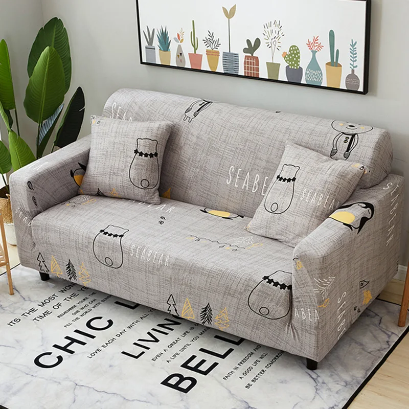 Эластичный свободный тканевый 3 местный угловой диван с противоскользящим