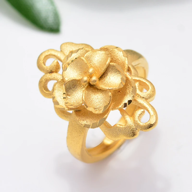 

Ethiopian 24k Gold Color Rings for Women Girls Exquisite Ring Jewelry India/Ethiopian/African/Nigerian/Israel Gifts