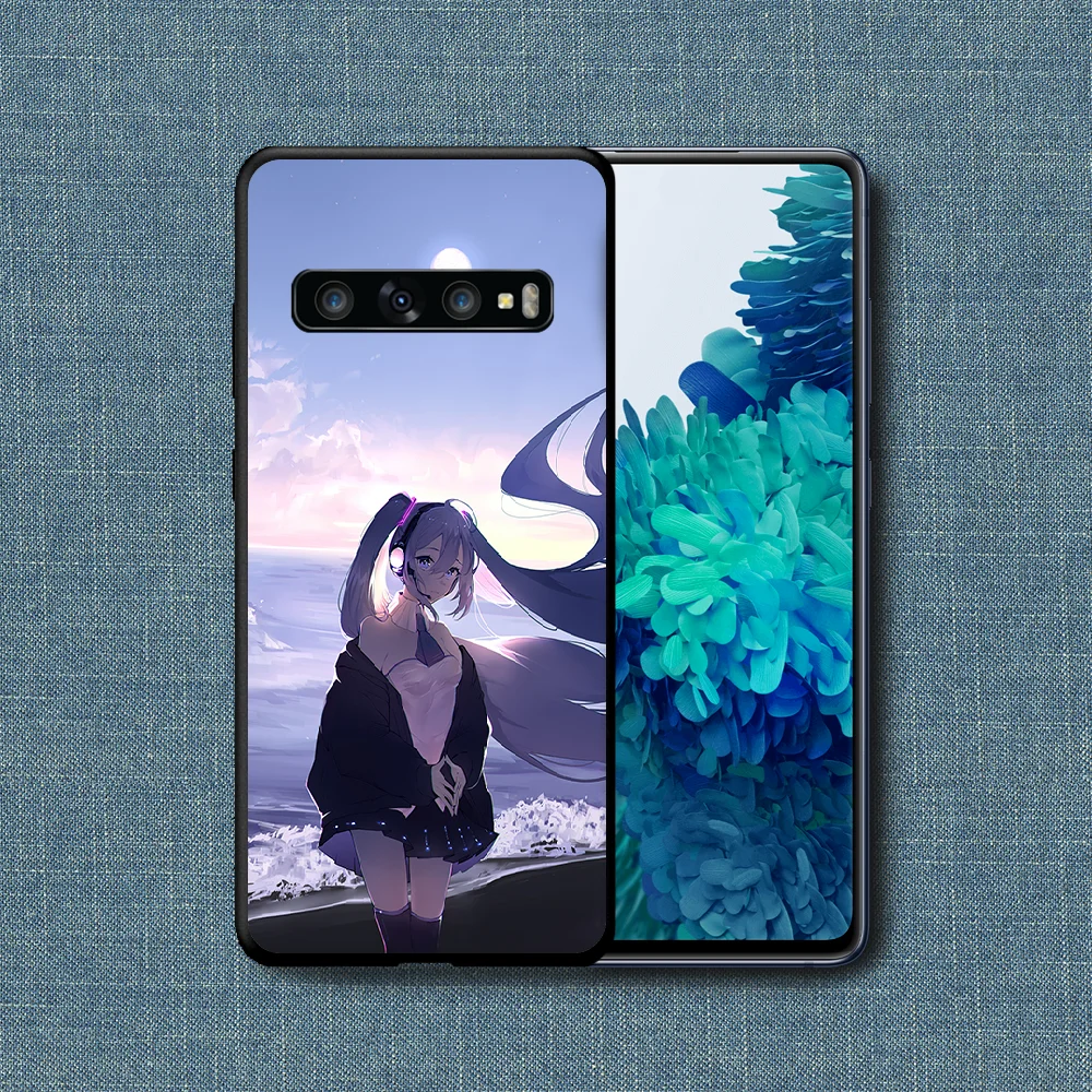 

Anime lHatsune Miku Gir Phone Case For Samsung Galaxy Note S 8 9 10 20 Plus E Lite Uitra black Coque Pretty Shell 3D Funda