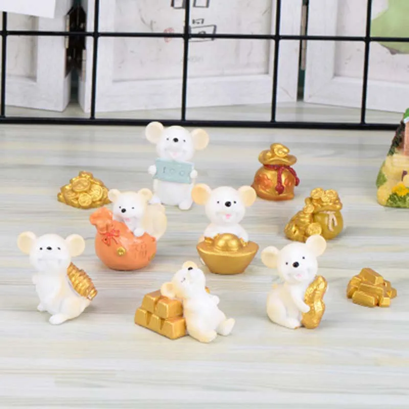 Милая мультяшная монета украшения мыши богатые маленькая статуэтка фигурка