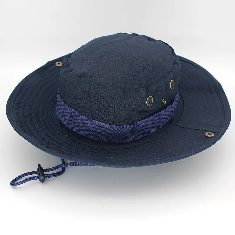 Navy Blue Сафари животные ведро шляпы джунгли унисекс для женщин и мужчин Панама Рыбалка Boonie камуфляж рыбак Защита от солнца Панама шляпа для охоты на открытом воздухе Кепка - Цвет: Navy Blue