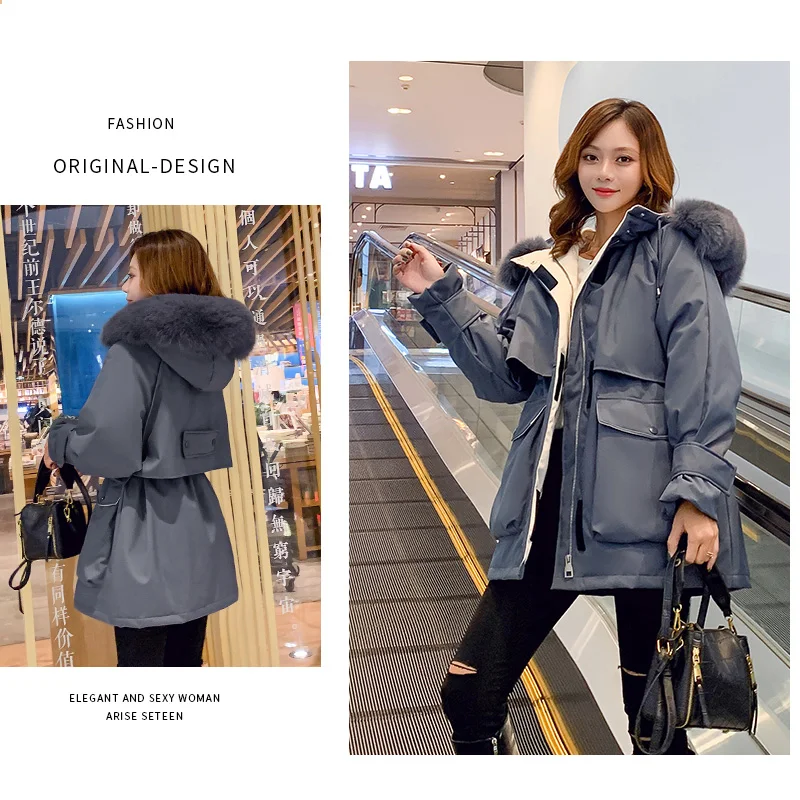 Куртка женская зимний пуховик с 2020 мехом и капюшоном 90% Пух белой утки Толстая