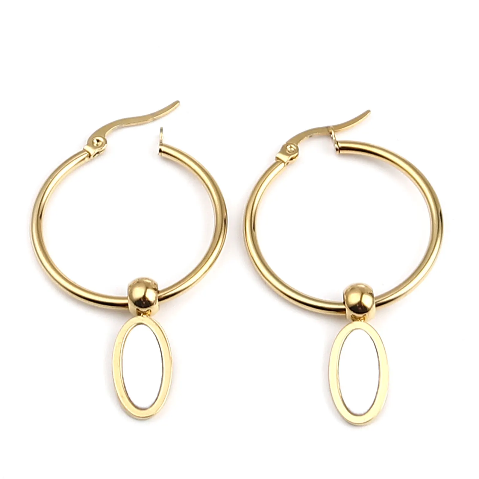 Серьги-кольца из нержавеющей стали и акрила золотистые черные флаконы для духов