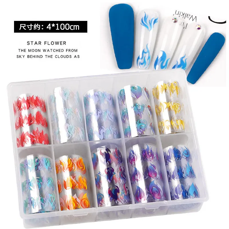 

New Nail Beauty Adhesive Paper Flame Color Fingernail Decoration Starry Sky Paper Transfer Stickers
