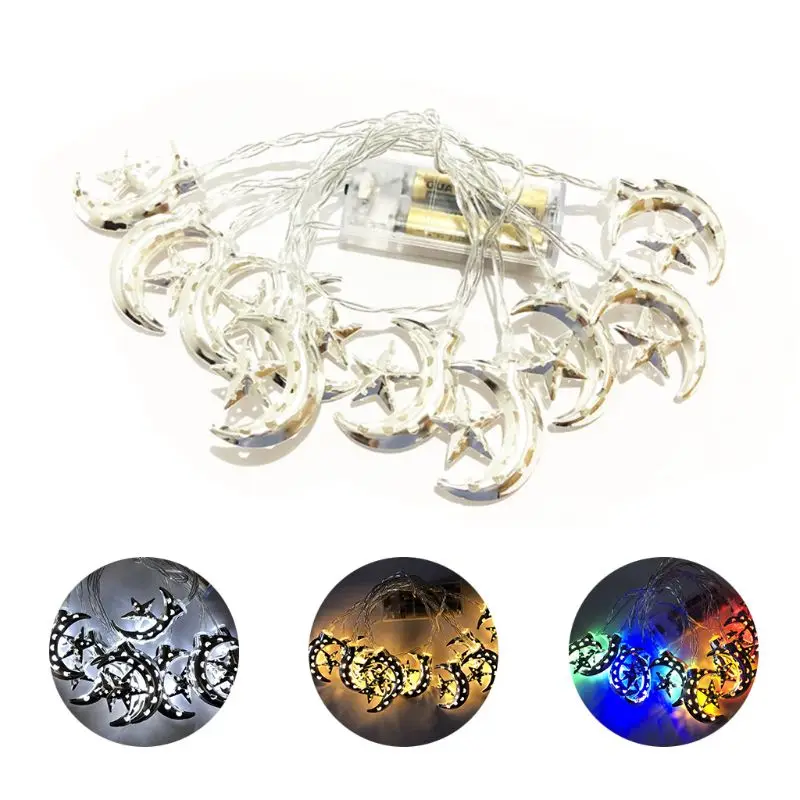 

1.65m Ramadan Wrought Iron Light String Moon Star LED Eid Mubarak Lamp Lantern