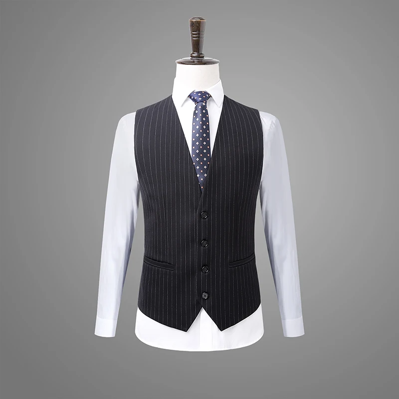 

2019 Top Quliaty New Men Business Suit Slim fit Classic Striped Male Suits Blazers Two Buttons 3 Pieces/jacket+pants+vests 1780