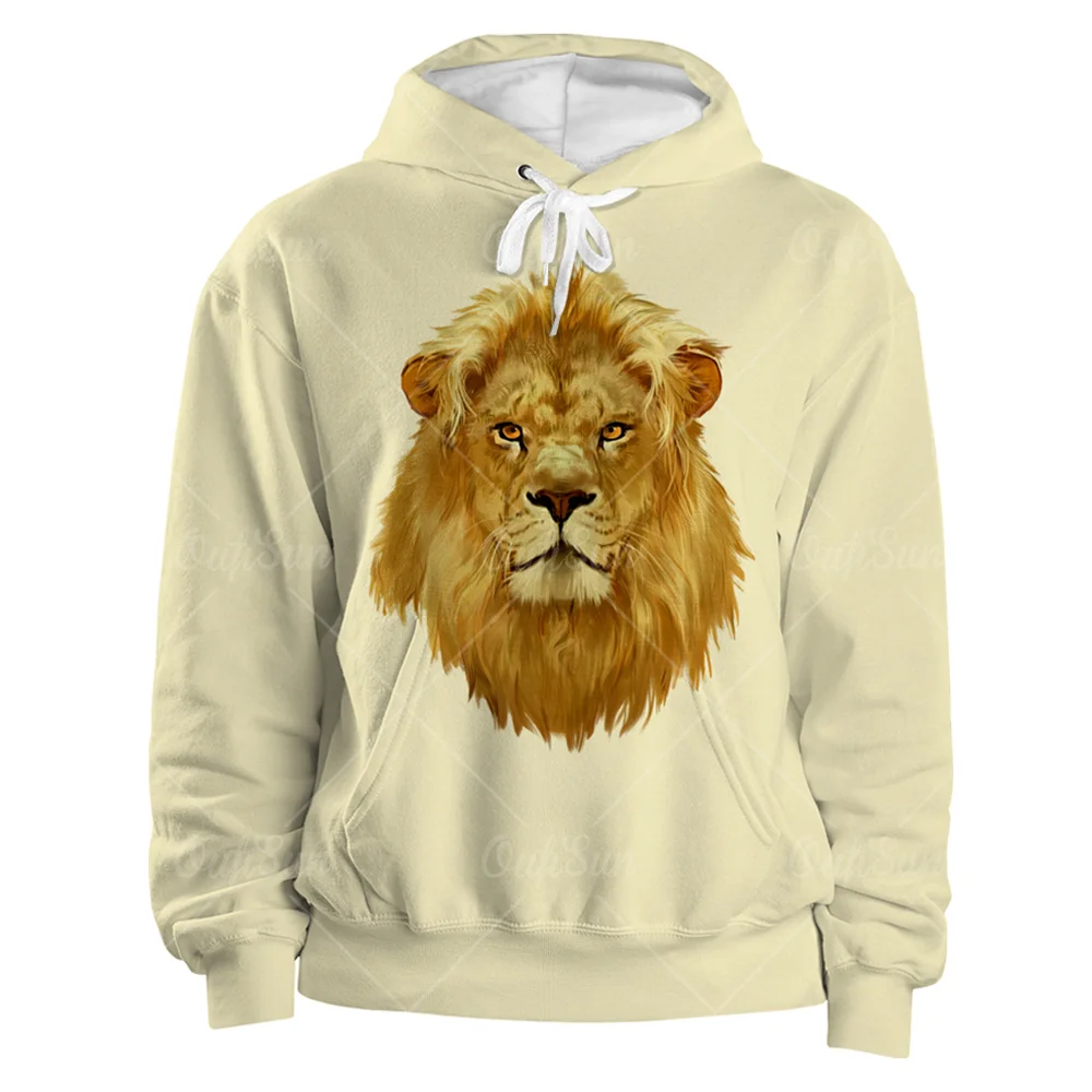 Толстовка Мужская/женская с капюшоном Повседневный пуловер 3D-принтом льва в
