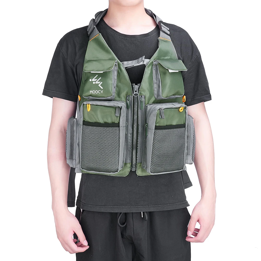 

Women Men Outdoor Sports Fishing Vest Waistcoat Multi Pockets Breathable Mesh Design Survival Sailing Adjustable Boating Safety