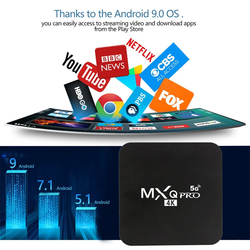Приставка Смарт-ТВ Pro 4K 2 4 ГГц/5 ГГц Wi-Fi Android 9 0 четырехъядерный процессор