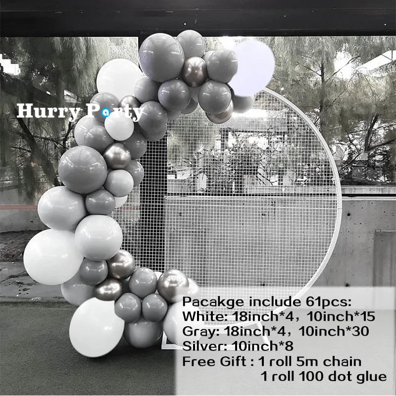 61 шт Белый Серый пастельный латексный шар гирлянда арочный комплект 30 день