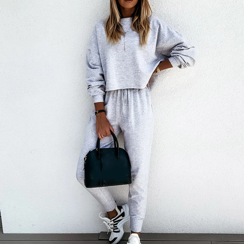 Весенний женский спортивный костюм комплект из двух предметов свитшот с длинным