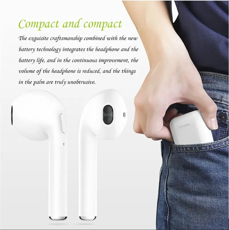 Mini Wireless Earphone i7s Music Stereo Bass Handfree Headset TWS Earbuds | Электроника