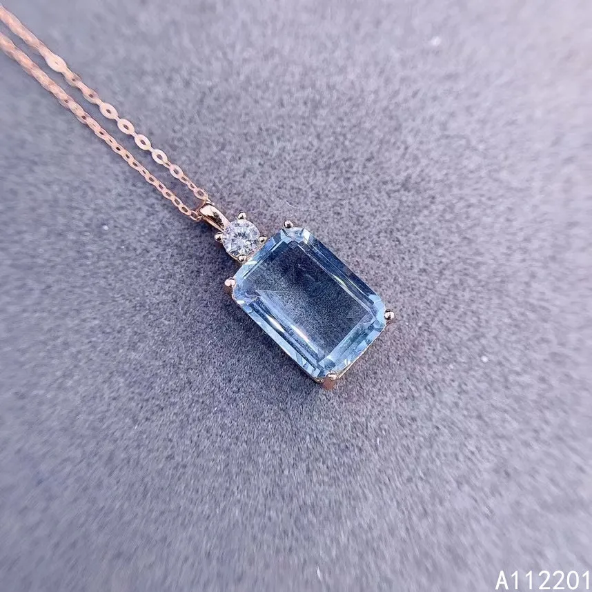 

Fine Jewelry 925 Sterling Silver Inlay With Optimize Gem Women's Popular Vintage Rectangle Aquamarine Pendant Necklace Support D