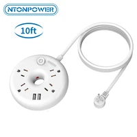 ntonpower us travel power strip with 10 ft extension cord 4 outlet nightstand desktop charging station compact for home office