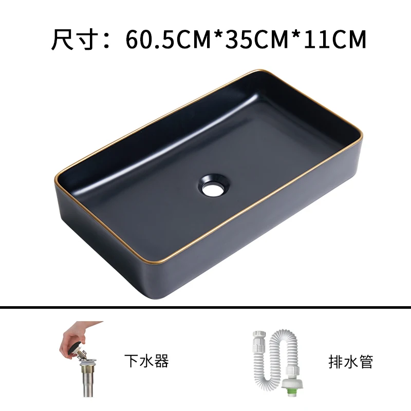 Черная керамическая Столешница для балкона квадратная простая раковина ванной