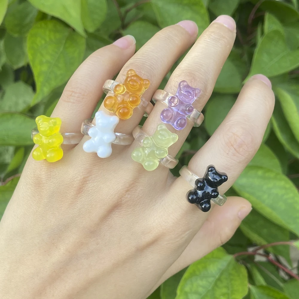 Фото Кольца на пальцы из смолы женские Lost Lady милые разноцветные кольца пончики в