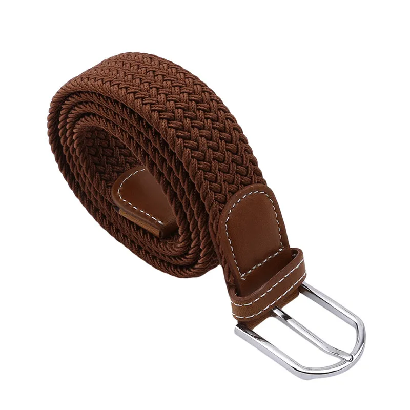 

Men Elastic Stretch Waist Belt Coffee Canvas Stretch Braided Elastic Woven Leather Belt Wide Hot Metal Stretch Belt For Men