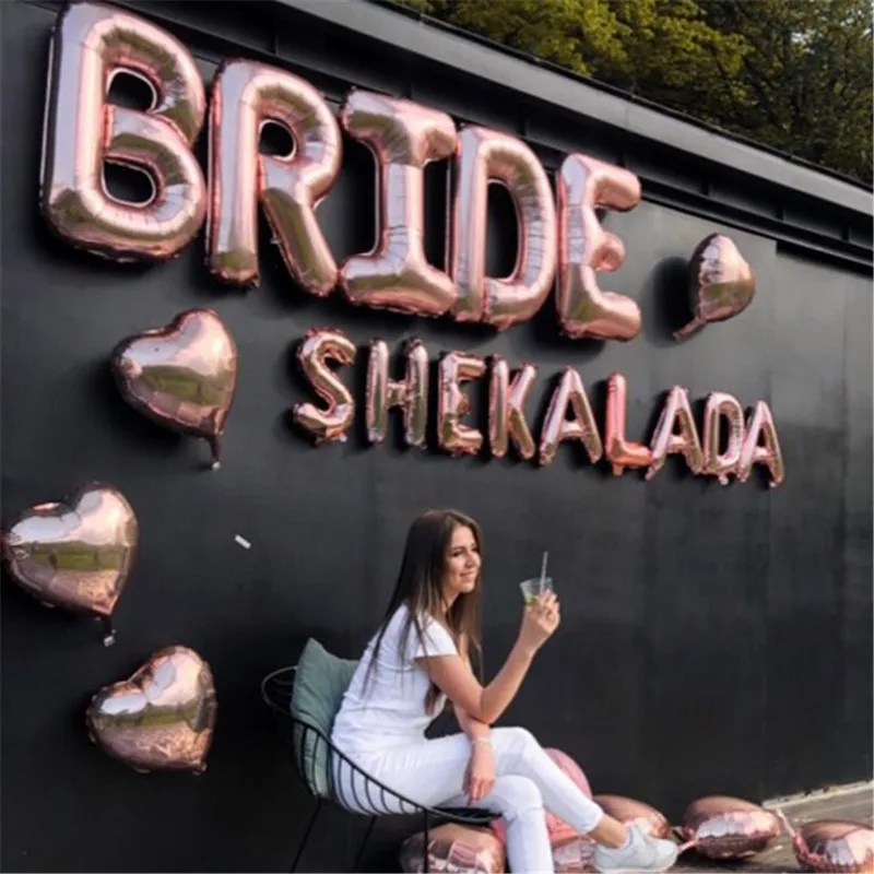 Розовое золото буквы "Bride to be" Фольга шар Свадебные украшения Baby Shower Святого Валентина вечерние невесты Алфавит Balaos Декор поставки