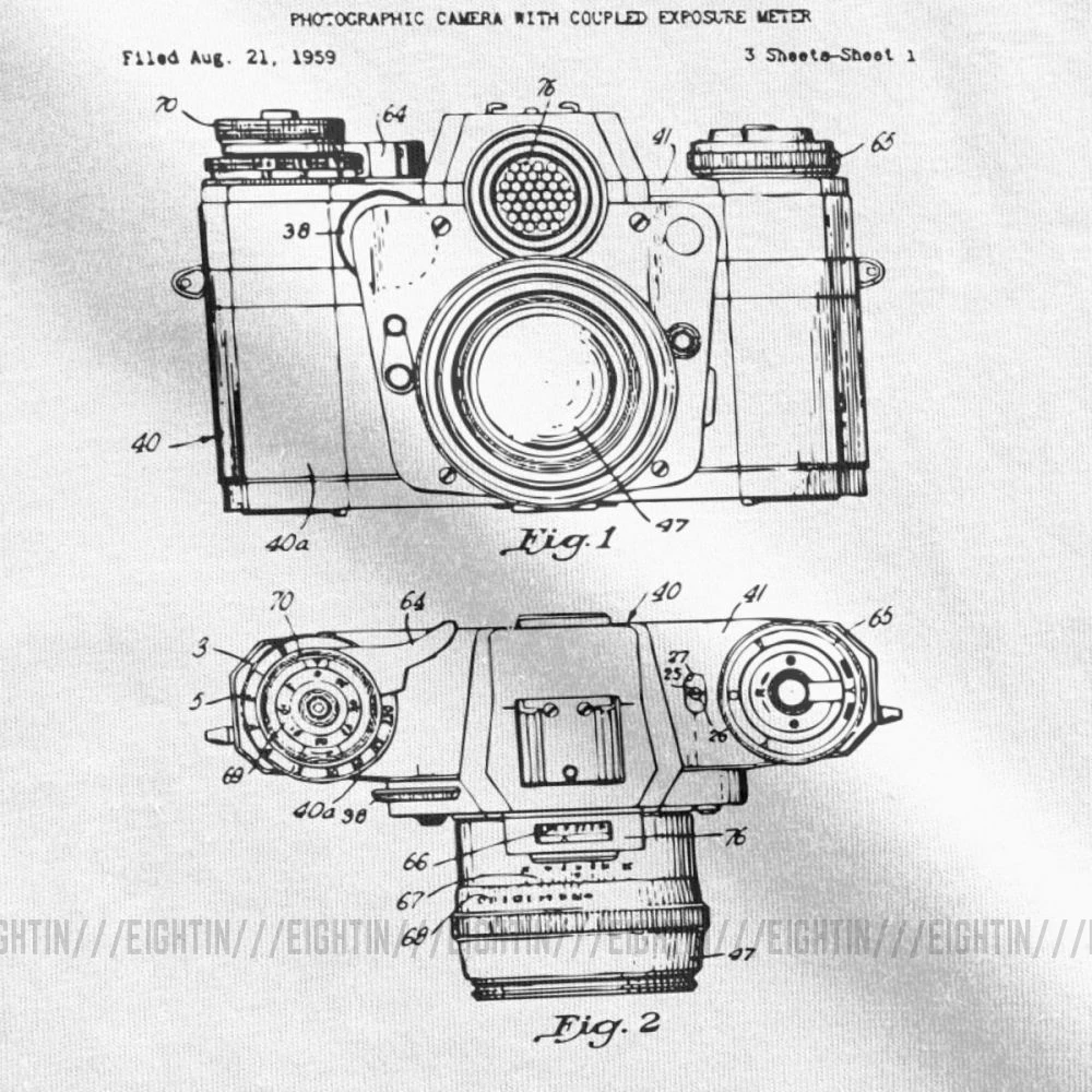 Мужская запатентованная футболка фотографа с камерой забавная одежда коротким