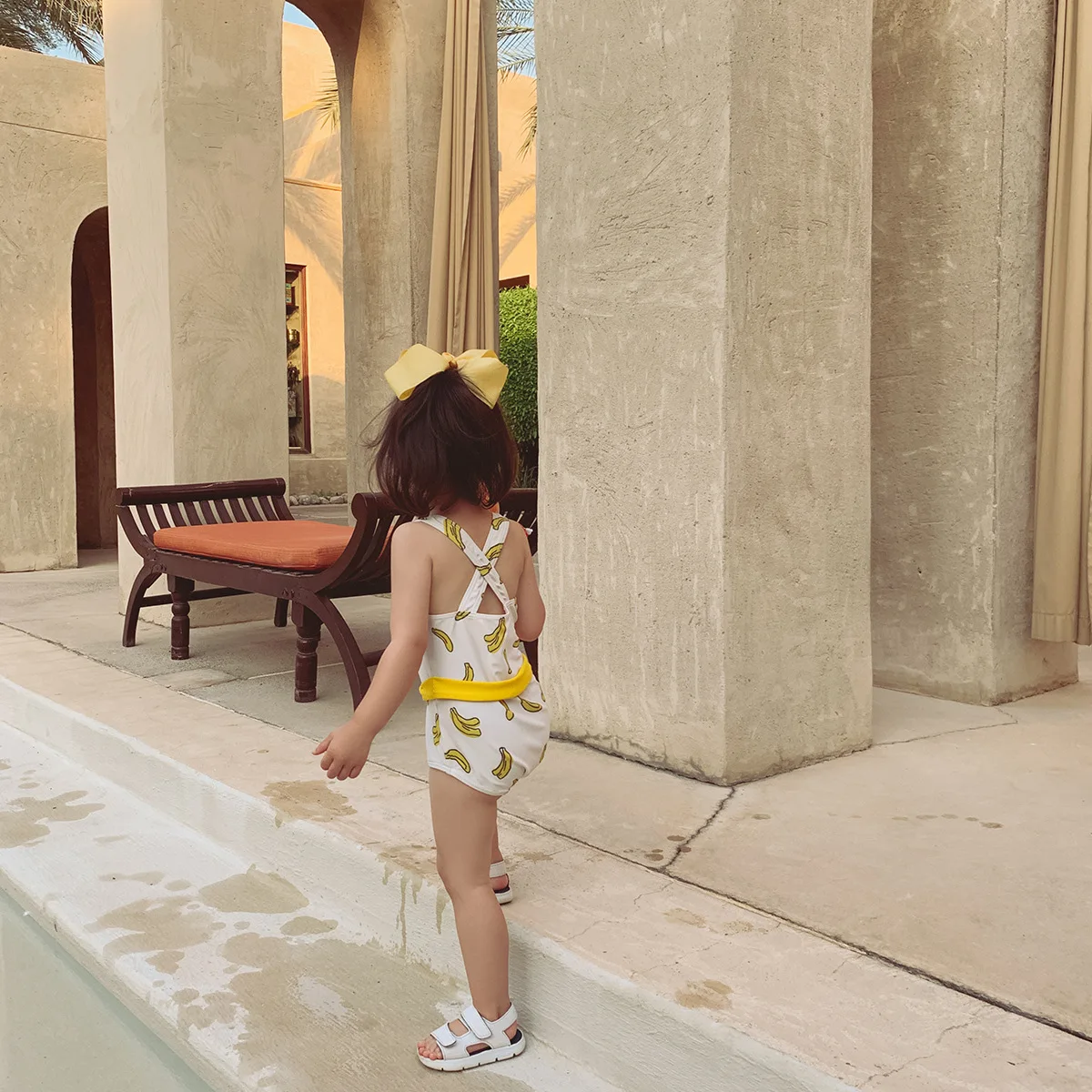 

Kids Swimwear Sets New Summer Brand Design Girls Boys Cute Banana Print Swimsuits Baby Toddler Beach Holiday Bikini Clothing