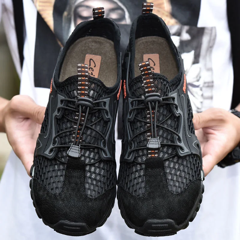 Summer Breathable Men Hiking Shoes Suede + Mesh Outdoor Sneakers Climbing Sport Quick-dry Water | Обувь