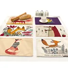 Подставки для столового стола с животными, мультяшными лисами, подставки для напитков, цветочные аксессуары для дома, кухонные материалы с принтом, тканевый коврик