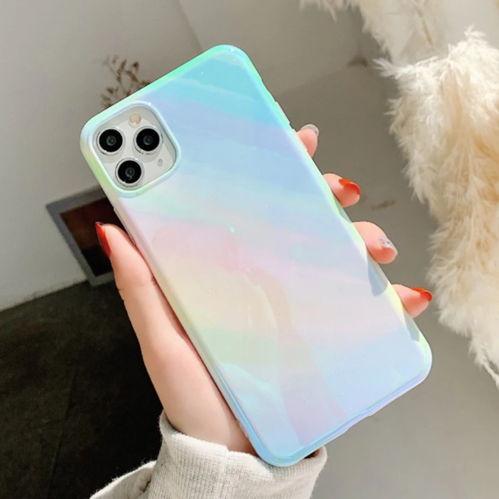 

Starry Blue Light Flash Mobile Phone Case For iPhone 11 Pro Max XR XS Max 7 8 Plus X for iPhone 11 Soft k Shell Back Cover